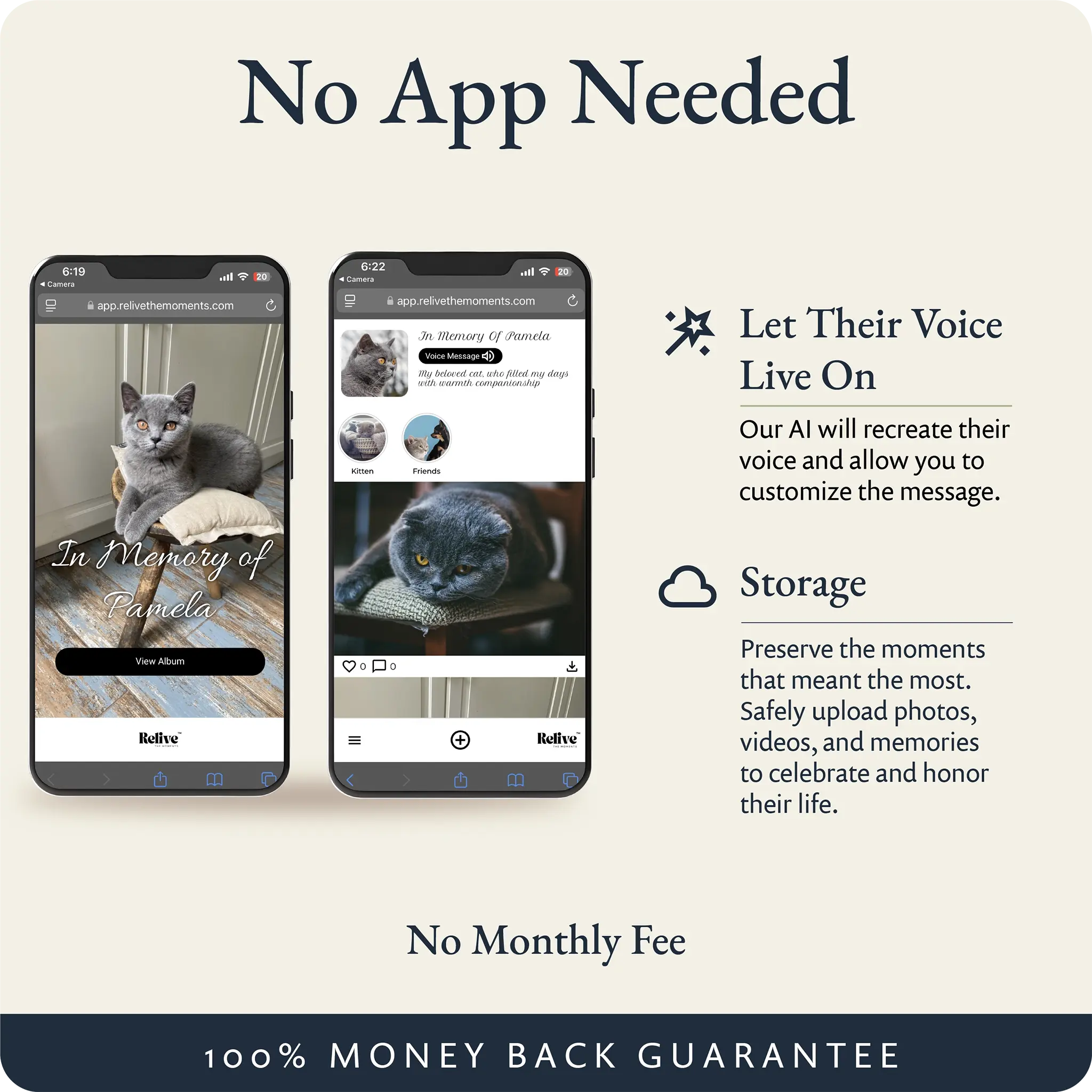No app required and there is no monthly fee.